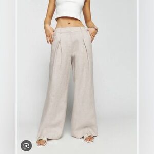 Brand New Reformation Asher Low Rise Linen Pant Oatmeal size 6